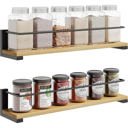Gewürzregal Küche Wandmontage Kiefernholz 2er Set 40x9cm