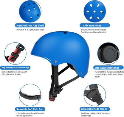 Kinder Fahrradhelm Skaterhelm verstellbar CE-zertifiziert Blau