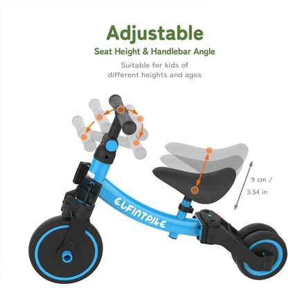Laufrad 5-in-1 Kinderdreirad Lauffahrrad für 1-4 Jahre Blau