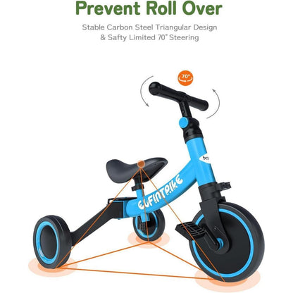 Laufrad 5-in-1 Kinderdreirad Lauffahrrad für 1-4 Jahre Blau