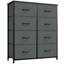 Kommode mit 8 Stoffschubladen – Grau, 30x80x93 cm