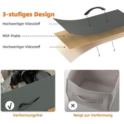 Kommode mit 8 Stoffschubladen – Grau, 30x80x93 cm