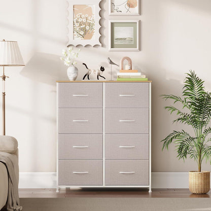 Somdot Kommode mit 8 Stoffschubladen – Aschgrau, 30x80x93 cm