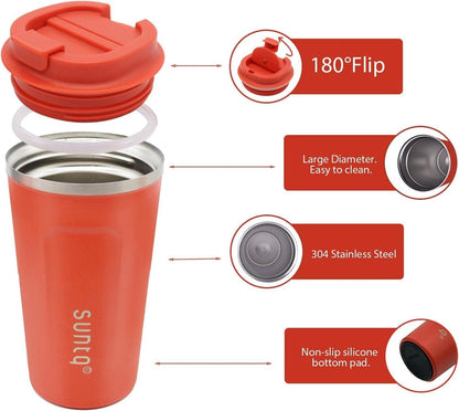 Kaffeebecher to go Edelstahl Thermobecher Doppelwand Isoliert Orange
