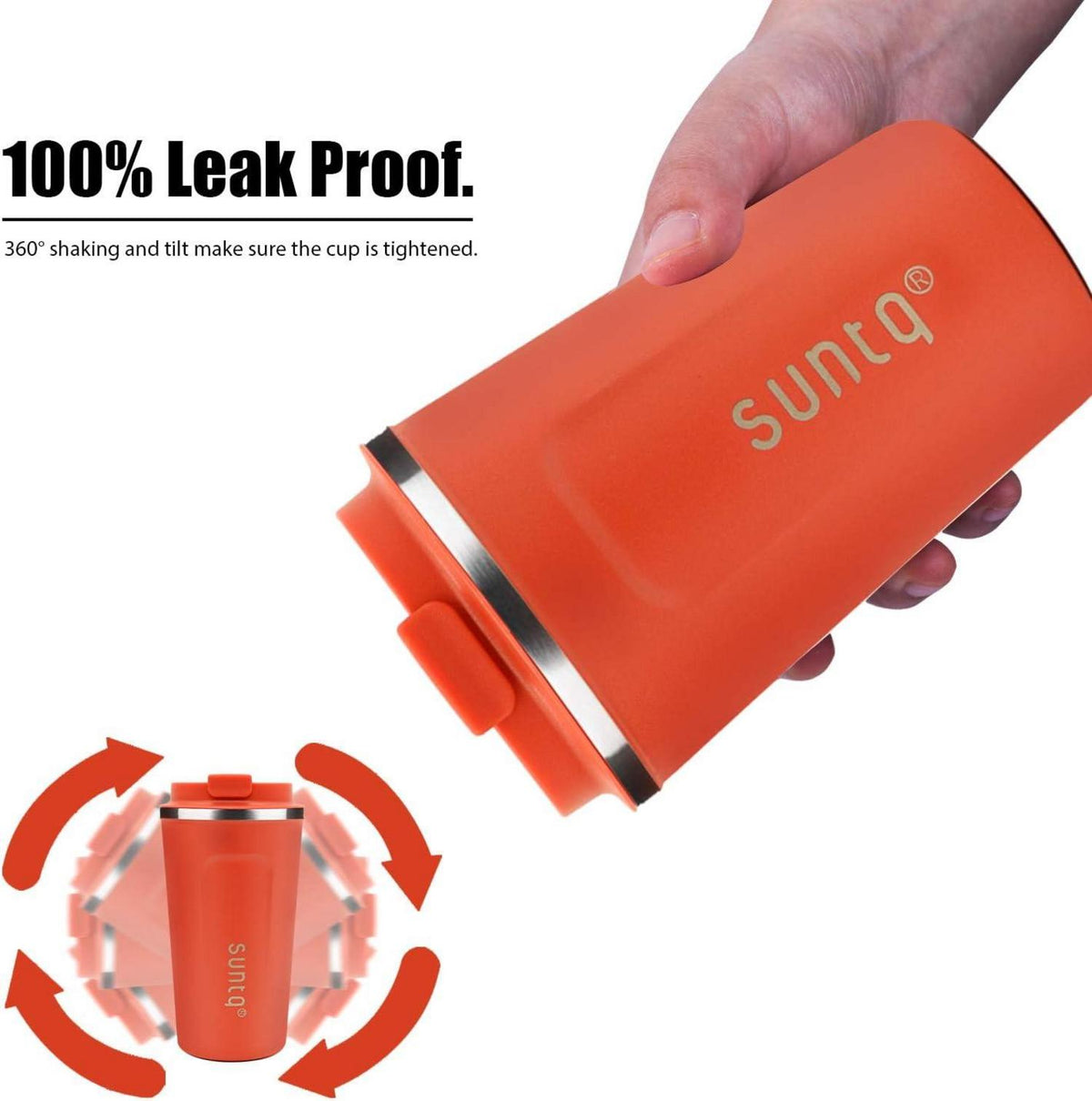 SUNTQ Edelstahl Kaffeebecher to go Thermobecher Isoliert Orange 380ml