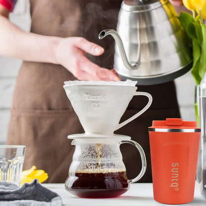 Kaffeebecher to go Edelstahl Thermobecher Doppelwand Isoliert Orange