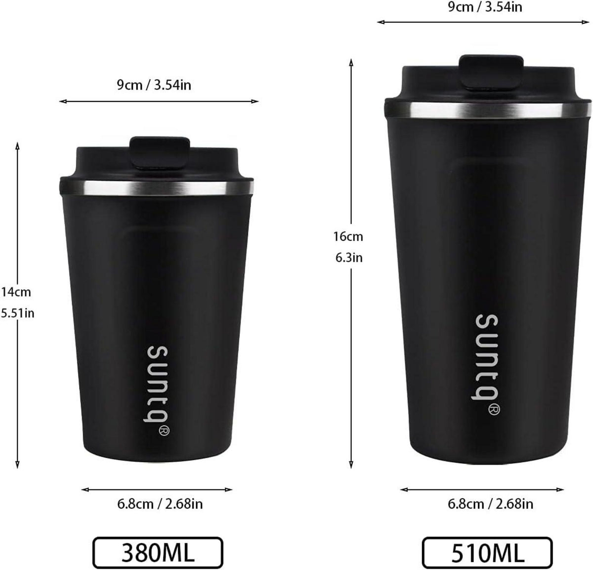 SUNTQ Edelstahl Kaffeebecher to go Thermobecher Doppelwand