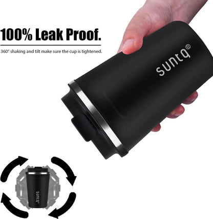 SUNTQ Edelstahl Thermobecher Kaffeebecher to go Doppelwand Isoliert 380ml
