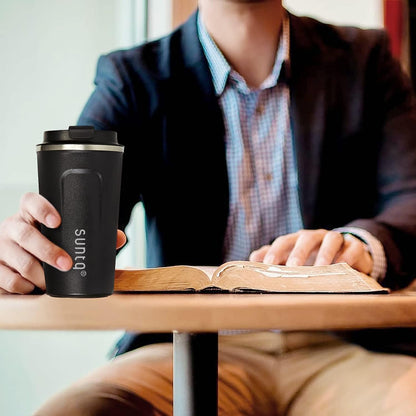 Kaffeebecher to go Edelstahl Schwarz Doppelwand Isoliert 380ml
