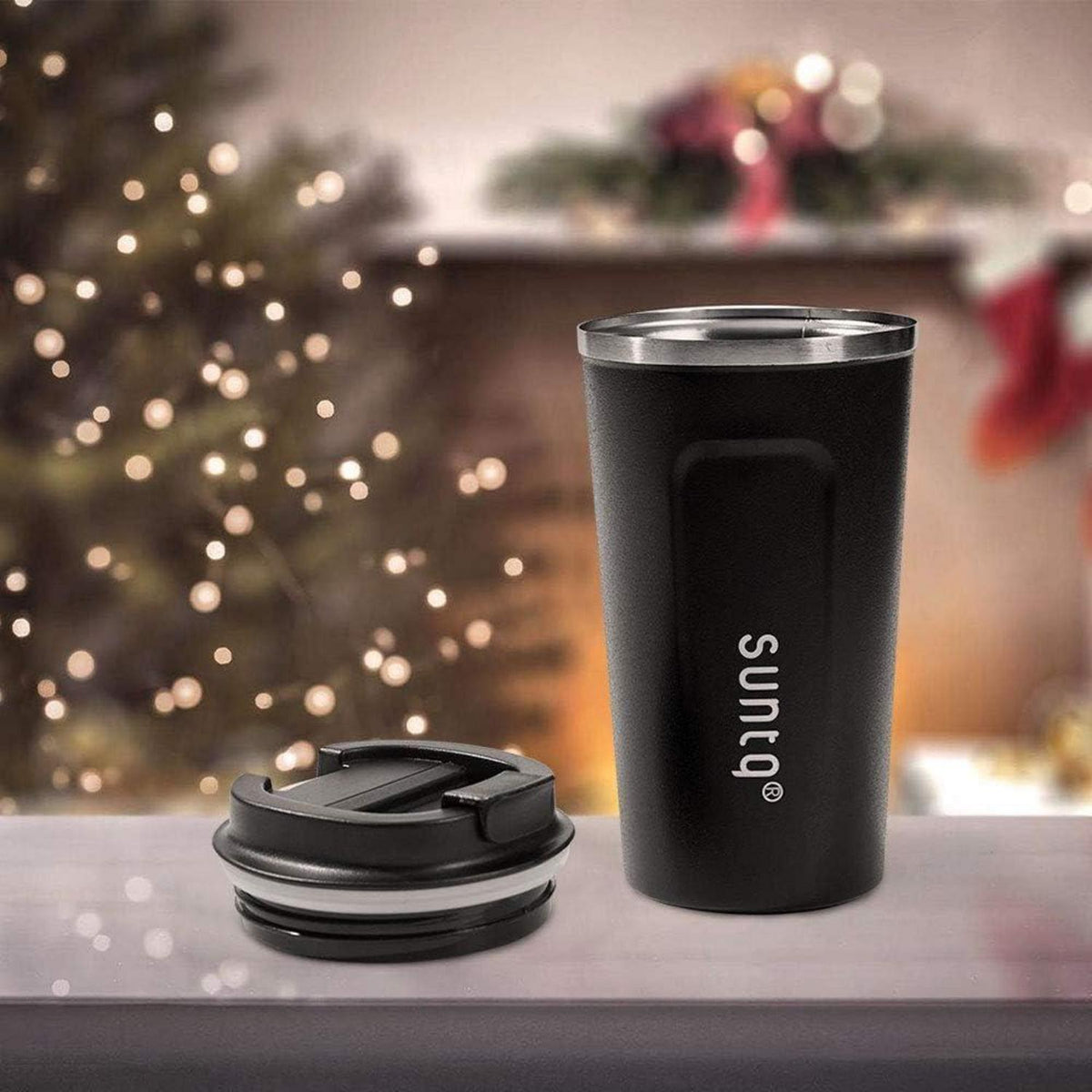 SUNTQ Edelstahl Thermobecher Kaffeebecher to go Doppelwand Isoliert 380ml