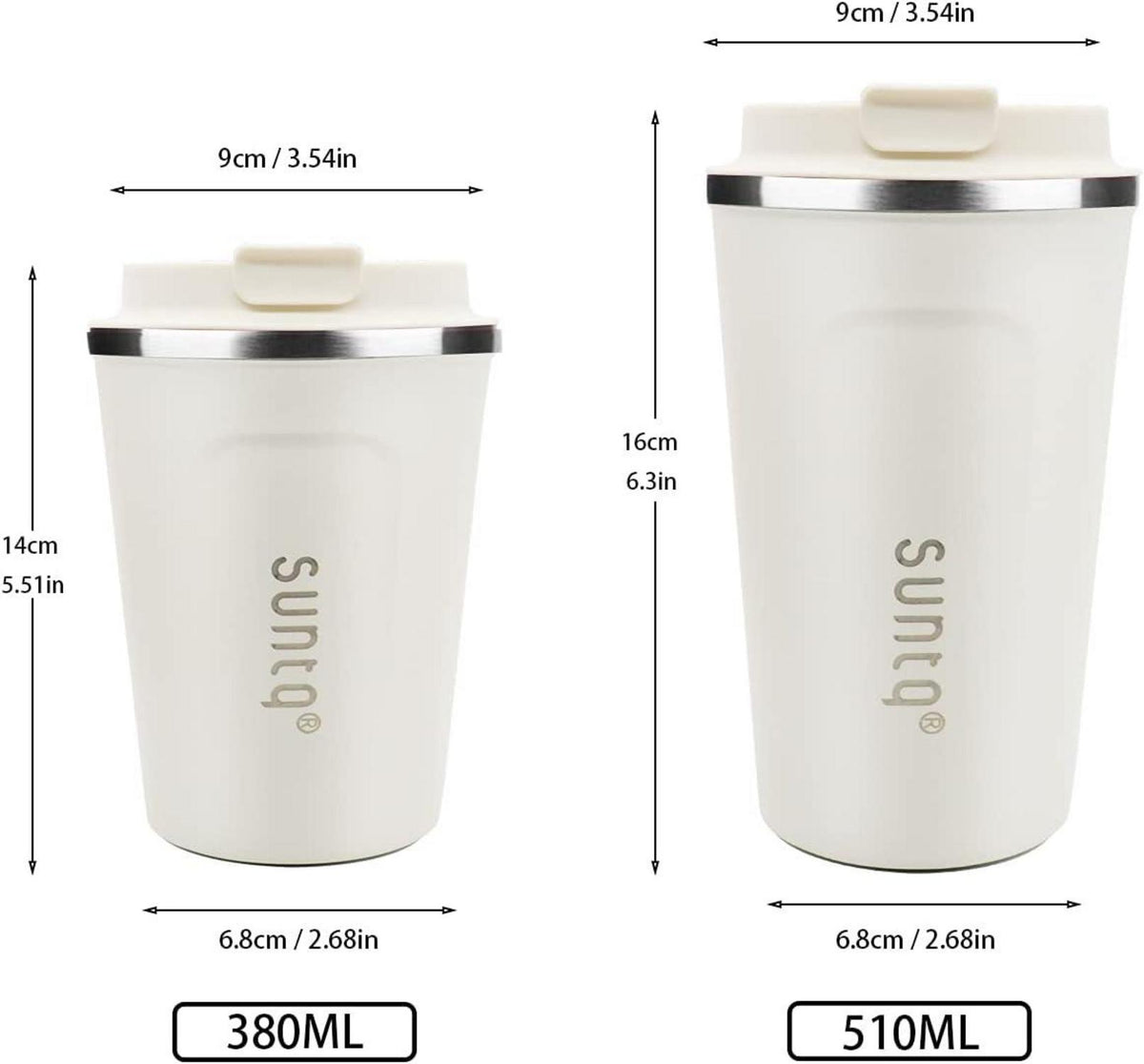 SUNTQ Kaffeebecher to go Edelstahl Thermobecher Doppelwand