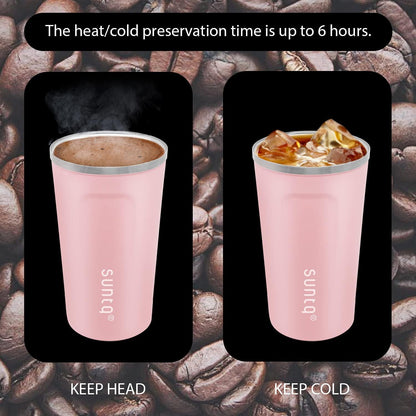 Edelstahl Kaffeebecher to go Thermobecher Doppelwand Isoliert Rosa 510ml