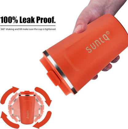 SUNTQ Kaffeebecher to go Edelstahl Thermobecher doppelwandig 510ml Orange