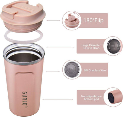 Doppelwandiger Thermobecher Kaffeebecher to go Koral Rosa 510ml