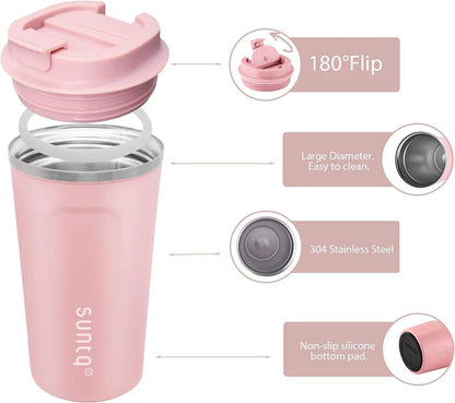 Edelstahl Kaffeebecher to go Thermobecher doppelwandig 380 ml_taupe