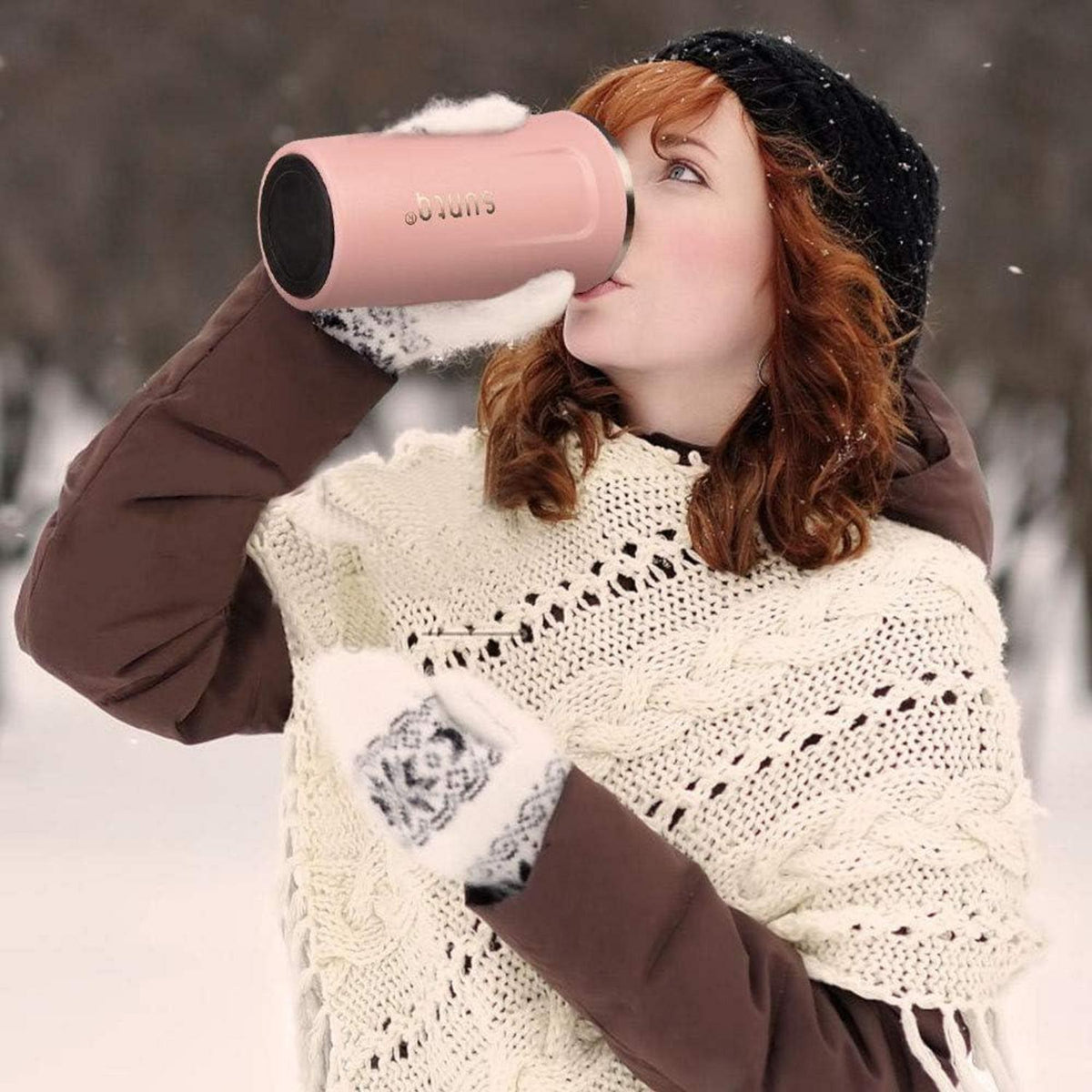 Rosa Edelstahl Kaffeebecher to go - Thermobecher Doppelwand Isoliert