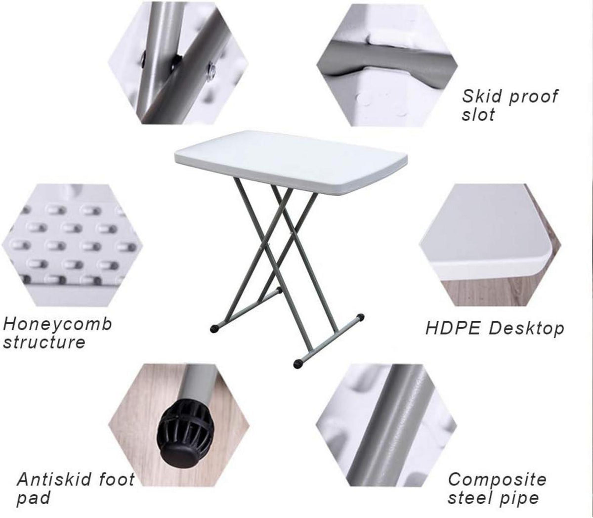 Klapptisch höhenverstellbar Camping Picknick Party 76x50 cm