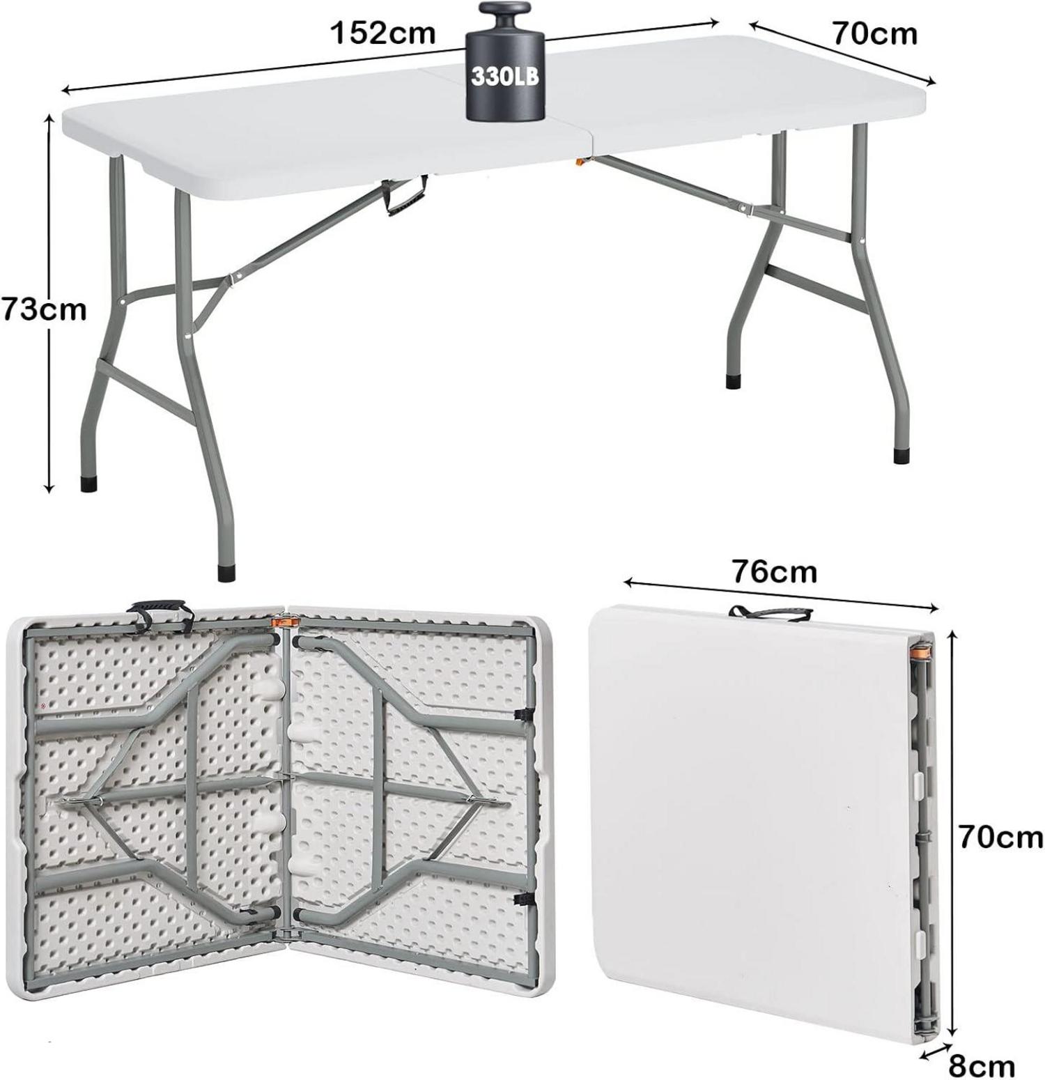 Klapptisch Campingtisch Faltbar Aluminium 152x70 cm Stabil & Leicht
