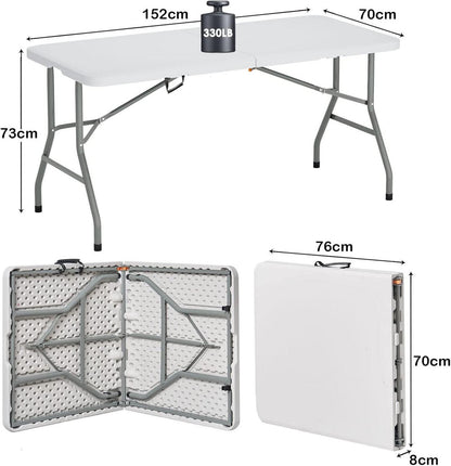 Klapptisch Campingtisch Faltbar Aluminium 152x70 cm Stabil & Leicht