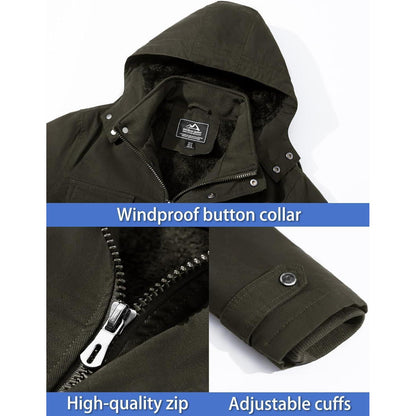 Herren Winterjacke Militärstil Warm Gefüttert Armeegrün