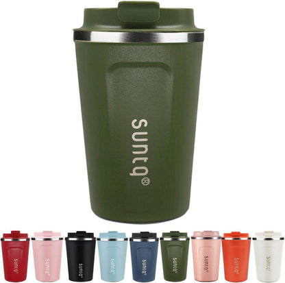 SUNTQ Kaffeebecher Edelstahl Thermobecher Doppelwand Isoliert 380ml