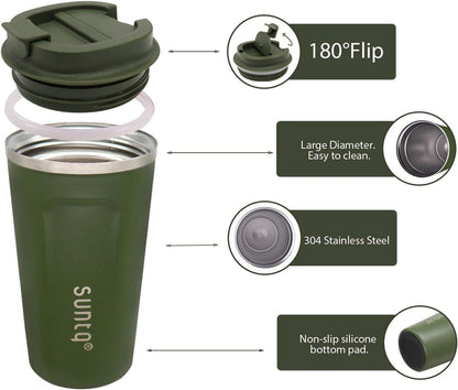 Thermobecher Edelstahl Doppelwand Isoliert Kaffeetasse Auslaufsicherer