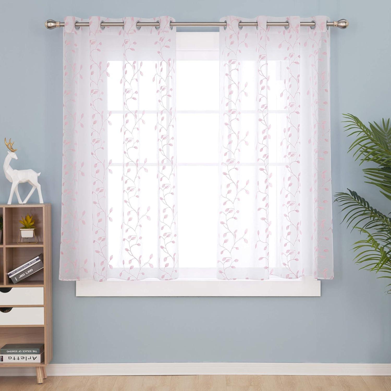 Vorhänge 2er Set Kinderzimmer Mädchen Ösen Transparent Weiß 138x140 cm