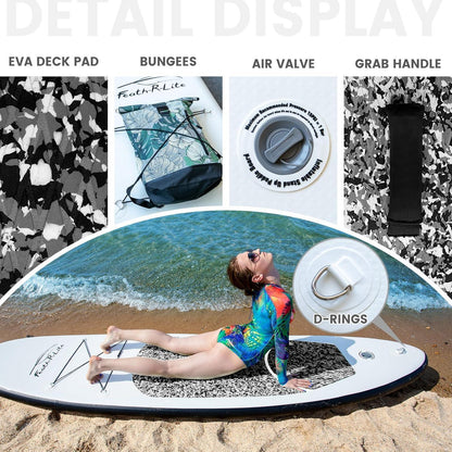 Aufblasbares SUP Board 10' Marmorstruktur Schwarz für 2 Personen