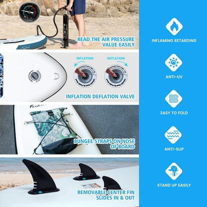 Aufblasbares SUP Board 10' Marmorstruktur Blau für 2 Personen