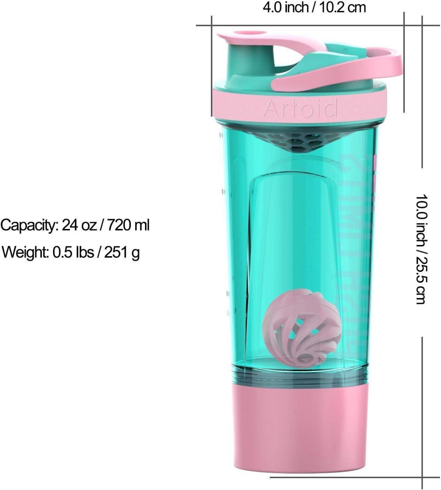 Motivationaler 720ml Sportmixer Shaker mit Spiralkugel & Aufbewahrungsbox - BPA frei