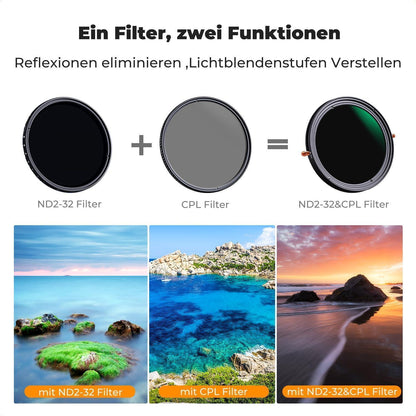 Variabler ND & Polfilter 2-in-1, 1-5 Blendenstufen