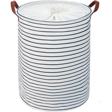 DOKEHOM 24-Inch Faltbarer Runder Wäschekorb Baumwolle Blau