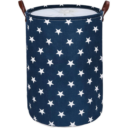 DOKEHOM 20-Inch Baumwolle Runde Wäschekorb Lagerung (Blau