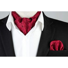 Herren Krawattenschal Set Paisley Rot mit Einstecktuch