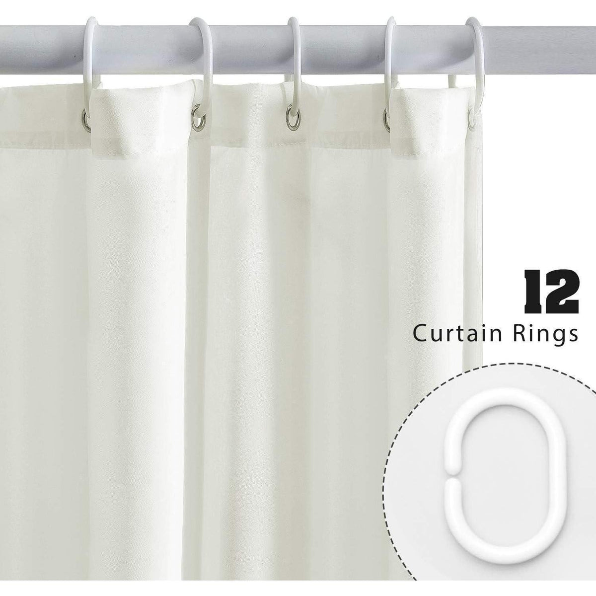 Stoff-Duschvorhang Überlänge Beige 180x210 cm, Anti-Schimmel