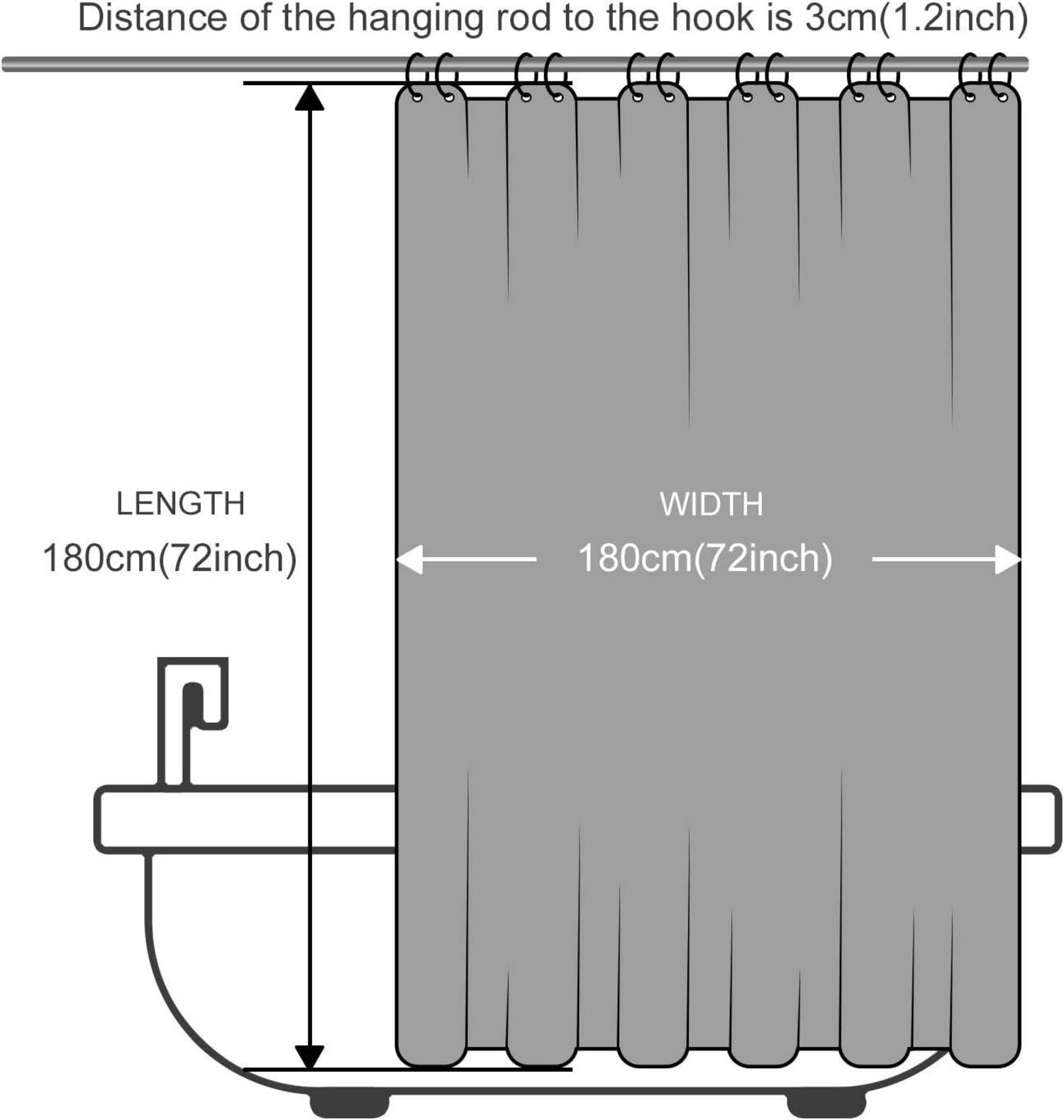 Duschvorhang 180x180 wasserabweisend schimmelresistent Polyester