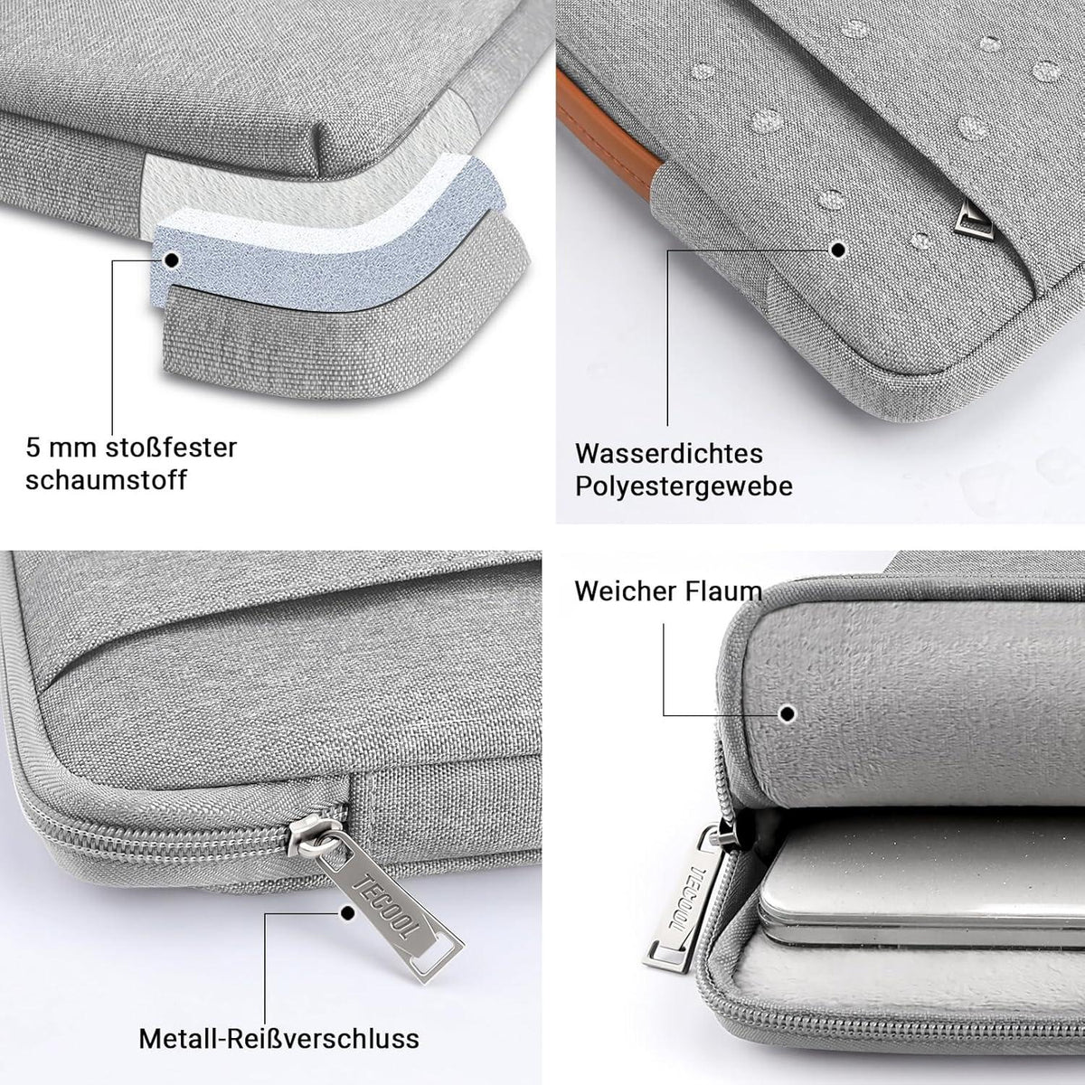 Laptop Tasche Hülle MacBook Air Pro 13 14 Surface Grau