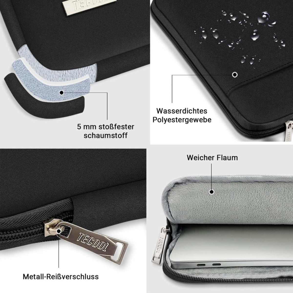 Laptop Tasche 13,3 Zoll MacBook Air Pro 13 M3 M2 M1 2024 Schwarz