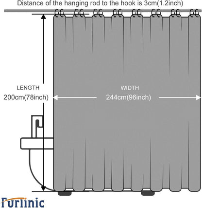 Duschvorhang Überlänge Anti-Schimmel Stoff wasserdicht 244x200cm