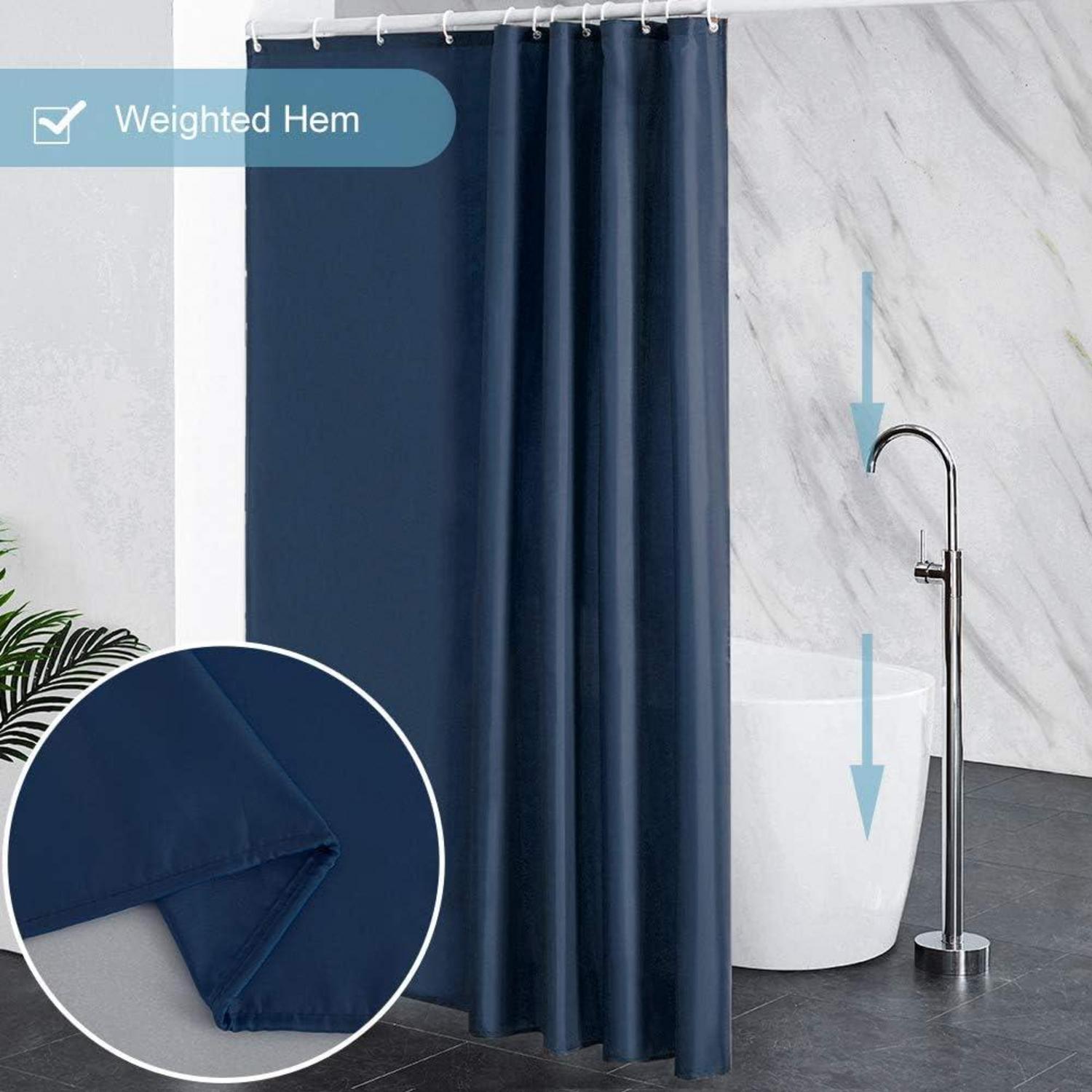 Duschvorhang 180x180 Textil für Badewanne und Dusche Anti-Schimmel Wasserdicht Dunkelblau