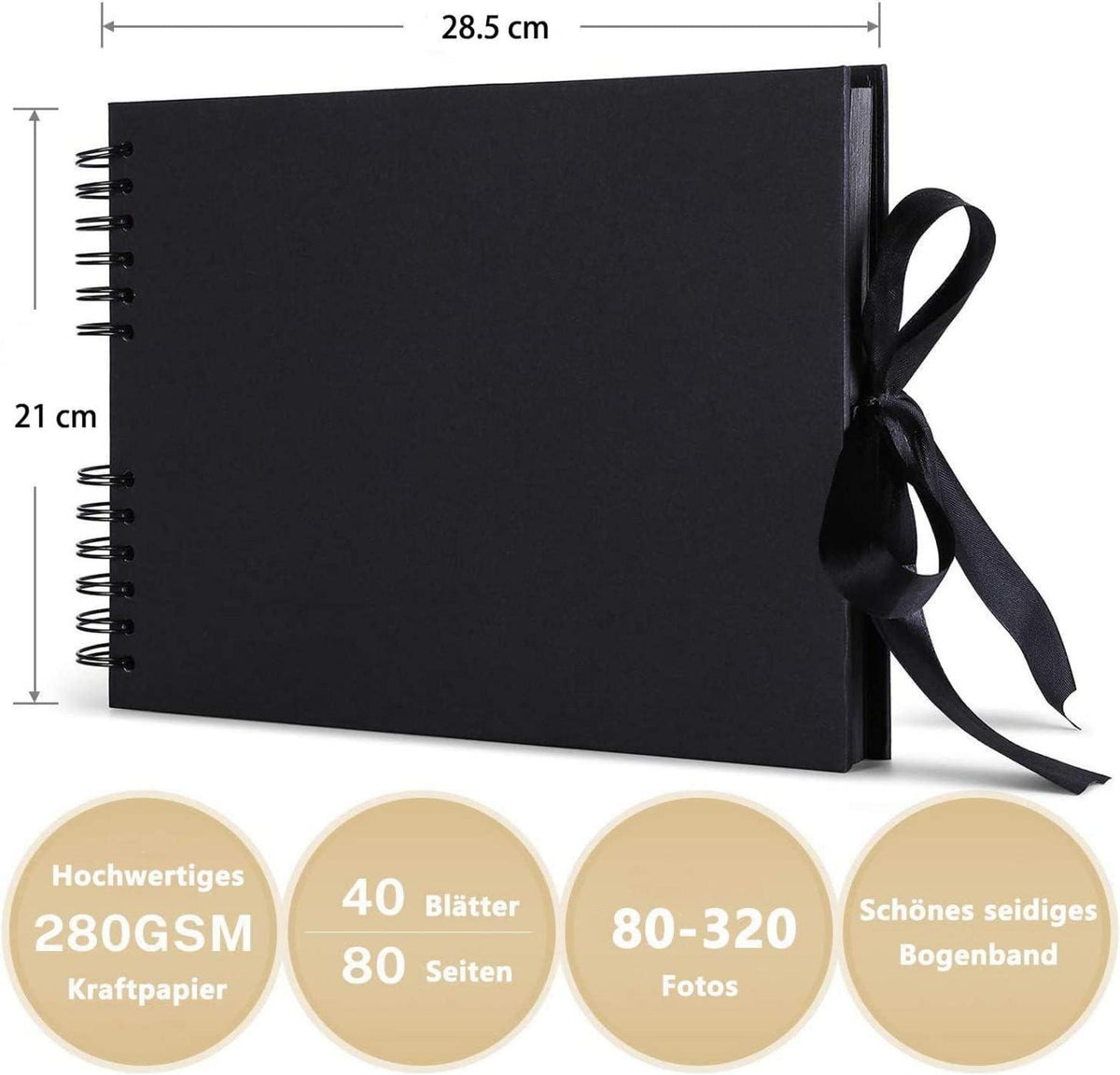 Fotoalbum zum Selbstgestalten DIY Fotobuch 80 Seiten Schwarz