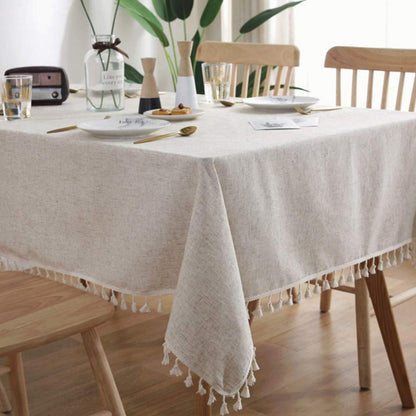 Vollton Quaste Tischdecke Baumwolle Leinen Rechteckig