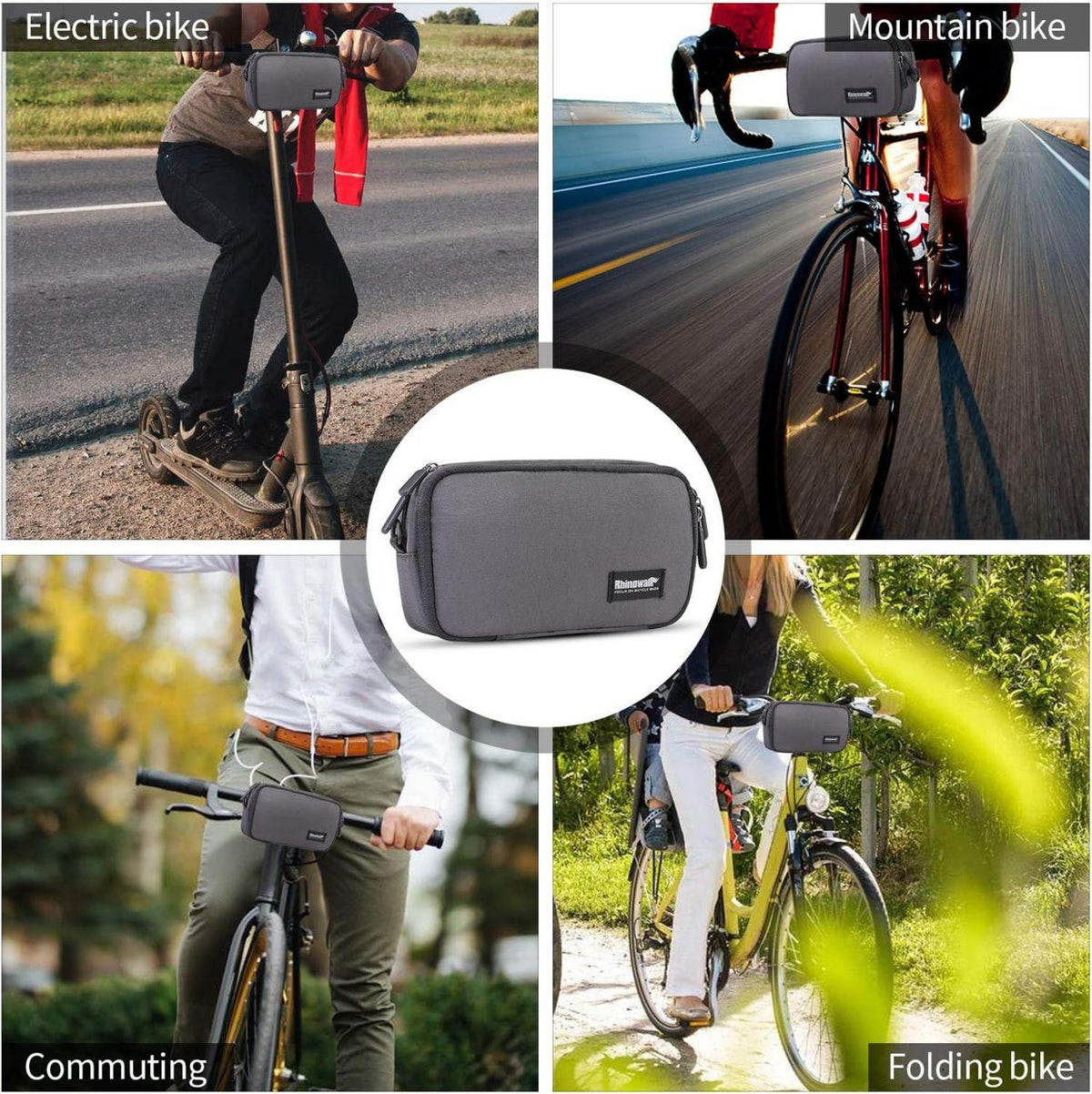 Fahrrad Lenkertasche Vordertasche Multifunktional Grau mit Regenhülle