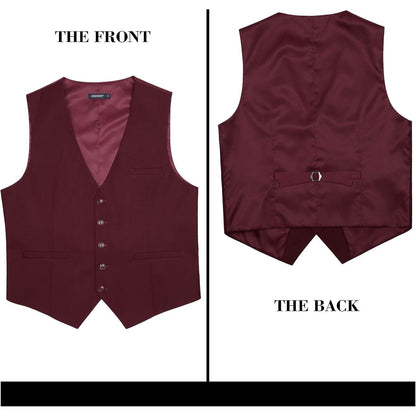 Herren Weste Baumwolle Einfarbig Burgund XL