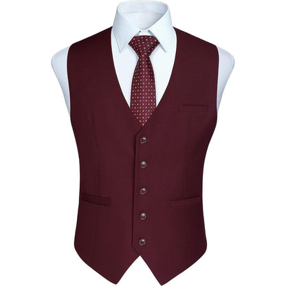 Herren Weste Baumwolle Einfarbig Burgund S