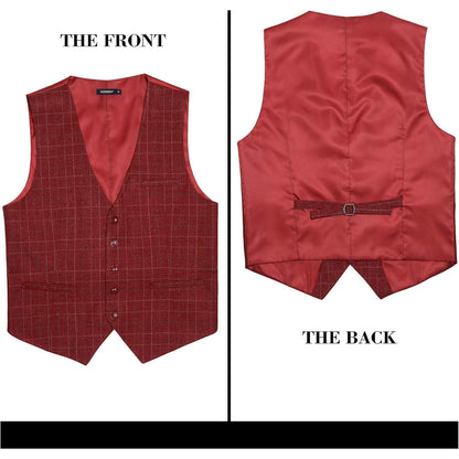 Herren Weste Baumwolle Karo Burgund L