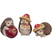 3er Set Kunstharz Igeln Herbstdeko Gartendeko 10cm