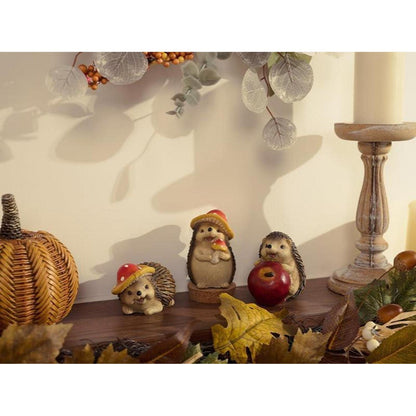 3er Set Kunstharz Igeln Herbstdeko Gartendeko 10cm
