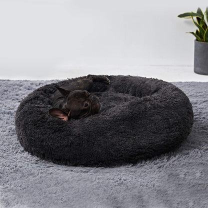 Flauschiges Hundebett Dunkelgrau 100cm – Abnehmbar & Waschbar