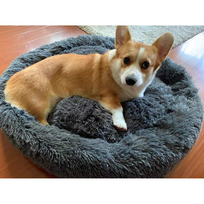 Flauschiges Hundebett Dunkelgrau 100cm – Abnehmbar & Waschbar